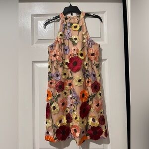 GB Girls Embroidered Floral Dress - Purple and Yellow